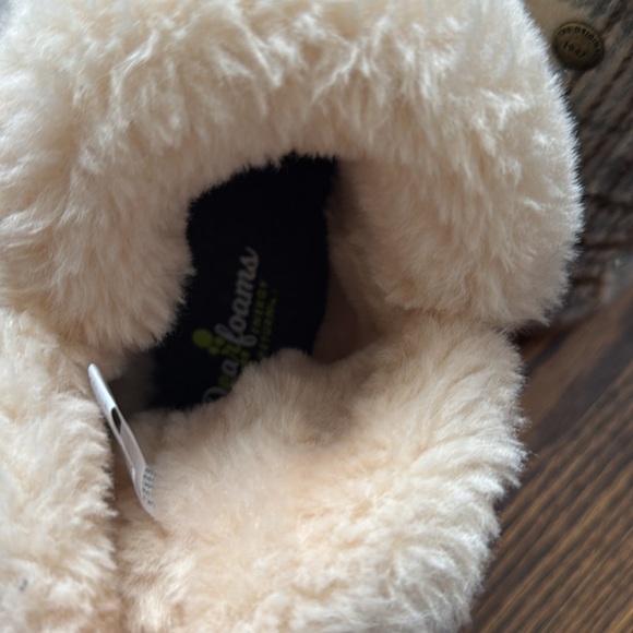 Dearfoams fleece plaid faux fur lined & cuffed pull on hard sole slippers Size 8 - Picture 7 of 7